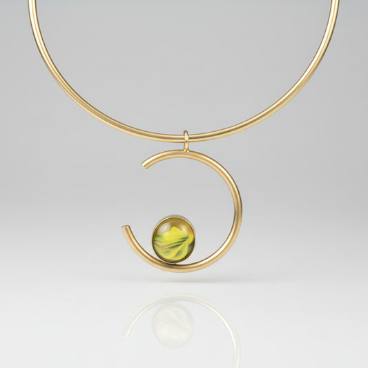 Halsketting gele steen