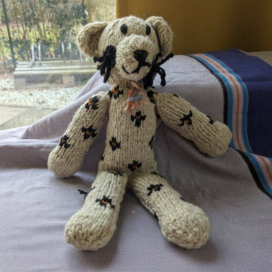 Ecologische knuffel luipaard van wol