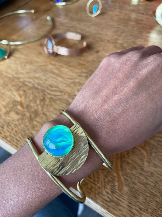 armband met blauw en groen