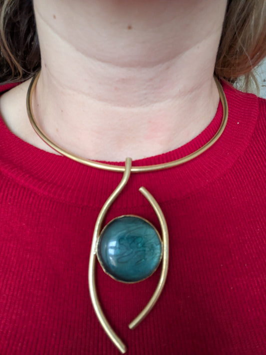 halsketting met donkergroene steen