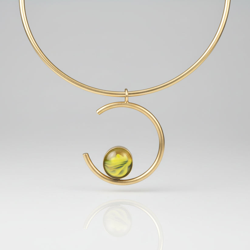 Halsketting gele steen