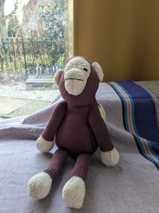 Ecologische knuffelaap katoen, plasticvrij