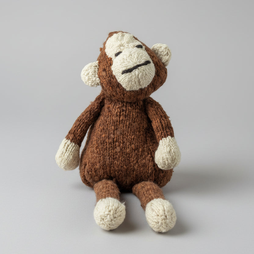Duurzame knuffelaap van wol - plasticvrij