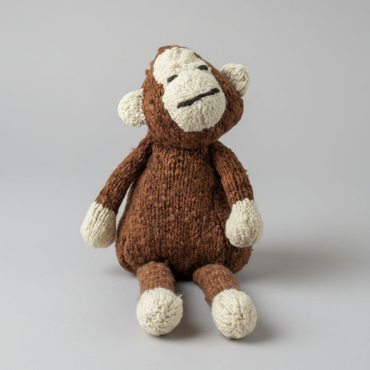 Ecologische knuffelaap van wol - plasticvrij